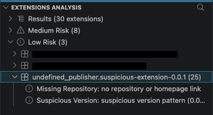 Screenshot of IDE Shepherd extensions analysis